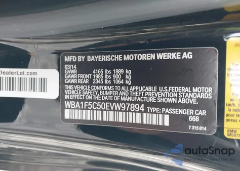 2014 BMW 228I из США, поврежденный, VIN WBA1F5C50EVW97894